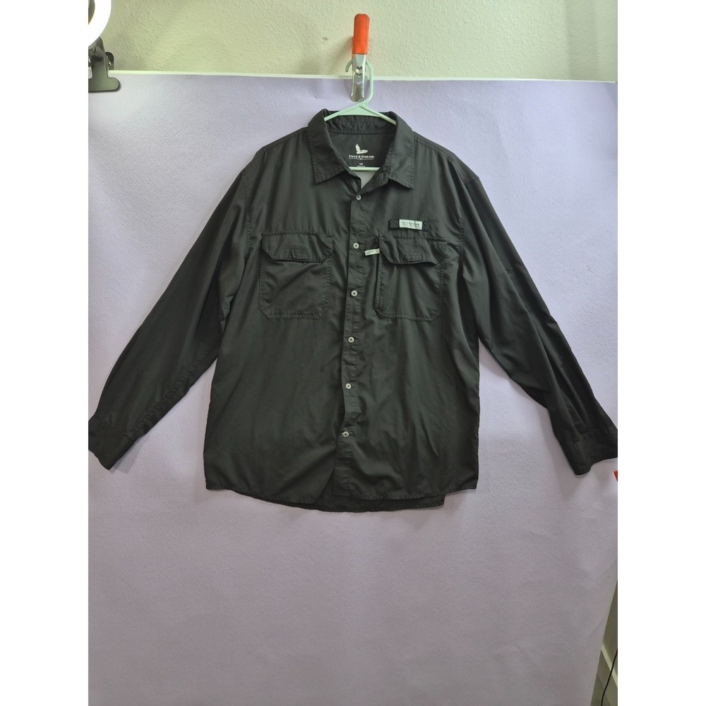 Field & Stream Fishing Shirt Mens Large Black Moisture Wicking Vented Button Up